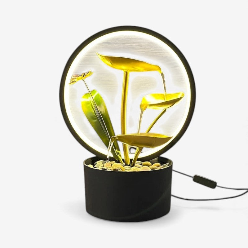 AquaLume – Tafellamp met stromende waterfontein voor woondecoratie Velani