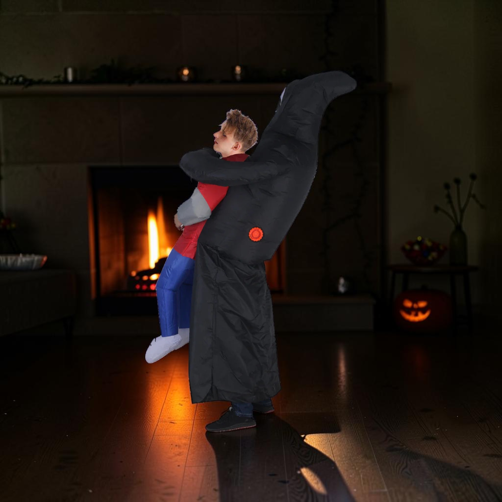 Inflatable Ghost Costume with Black Robe & Mask