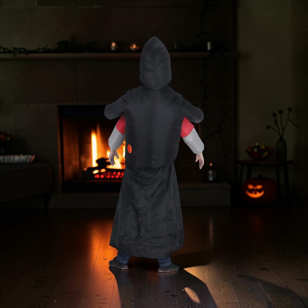 Inflatable Ghost Costume with Black Robe & Mask