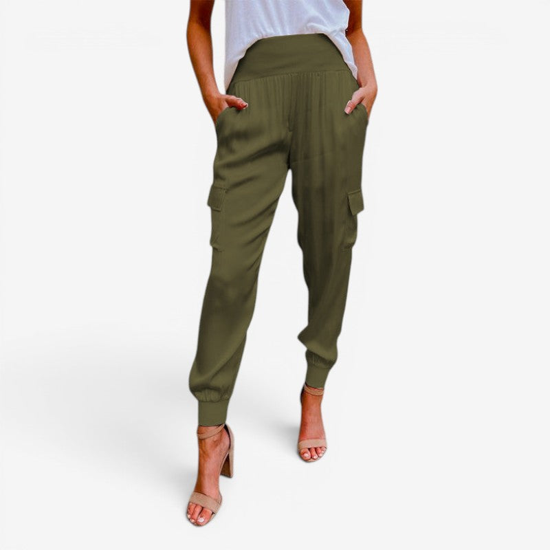 Womens High Waist Cargo Jogger Pants
