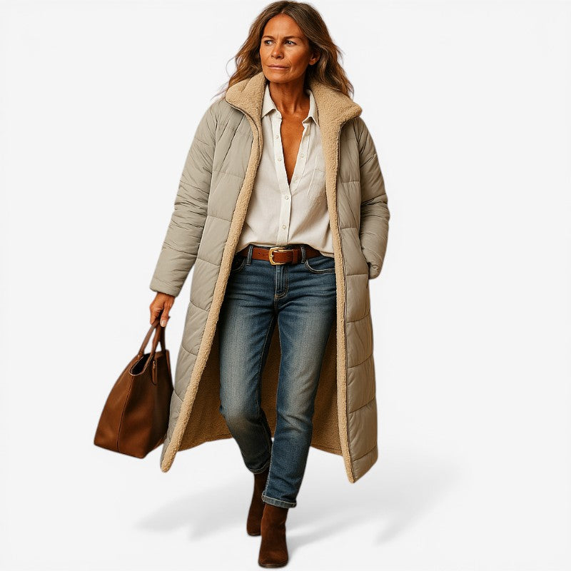 Women Modern Cut Coat with Notched Collar