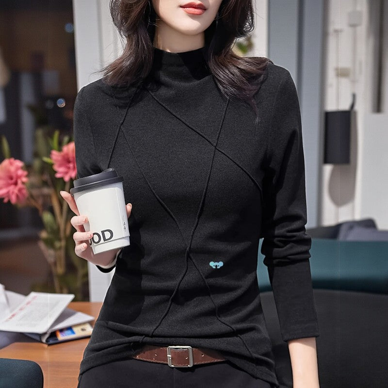 Ella – Crew Neck Sweater with Asymmetrical Design