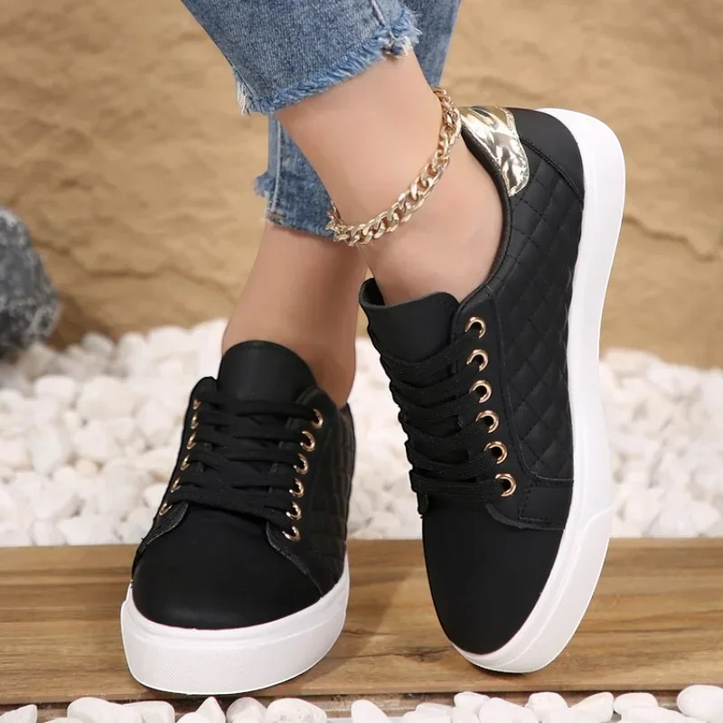 Round Toe Lace-Up Sneakers