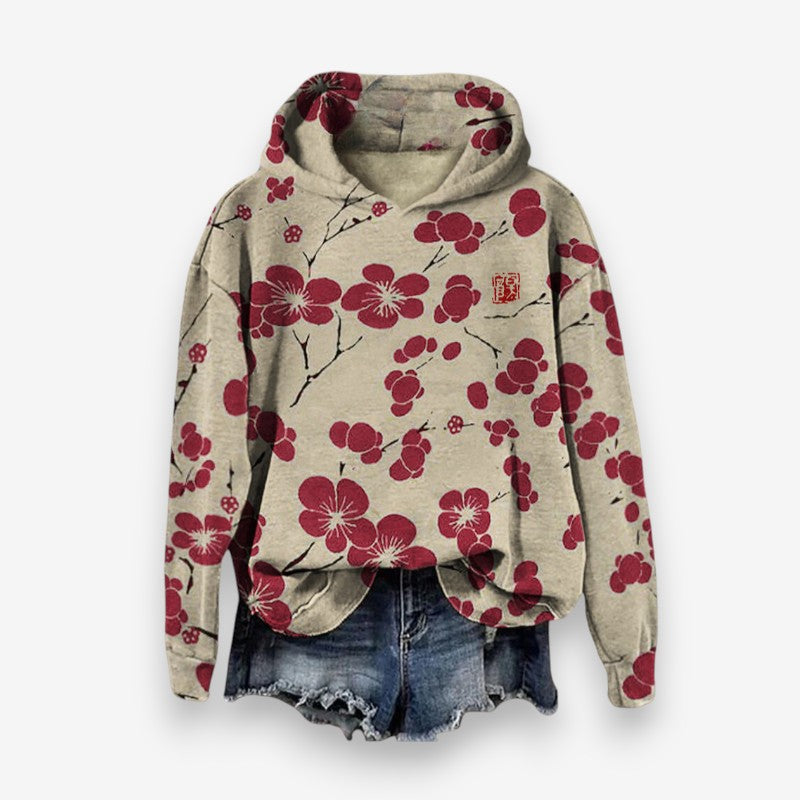 Flora – Long Sleeve Hoodie With Floral Print Design