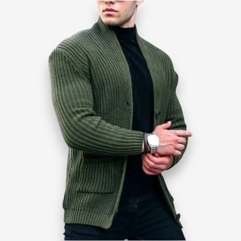 Aaron – Long Sleeve Jacket with Button Closure and Pocket