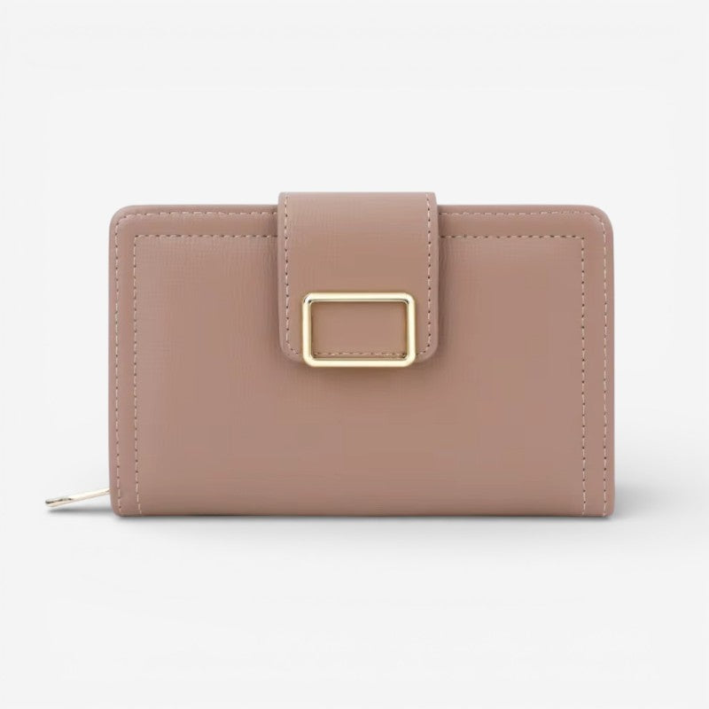 Sophia – Compact Wallet with Snap Closure & Zipper Pocket
