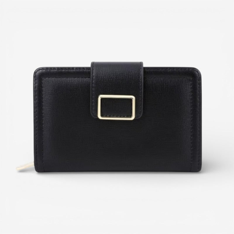 Sophia – Compact Wallet with Snap Closure & Zipper Pocket