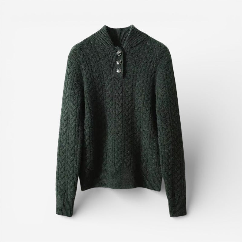 Maelle – Long Sleeve Button-Down Sweater With Slim Fit