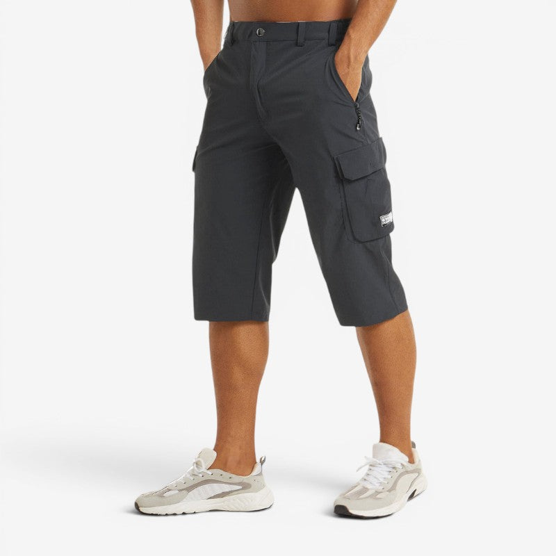 Men's Knee Length High Waisted Shorts with Multiple Pockets