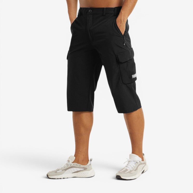 Men's Knee Length High Waisted Shorts with Multiple Pockets