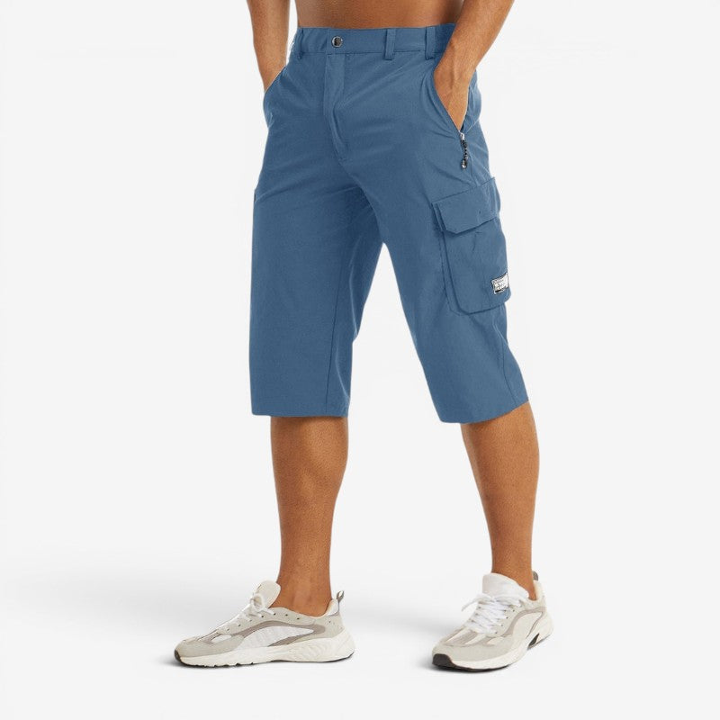Men's Knee Length High Waisted Shorts with Multiple Pockets