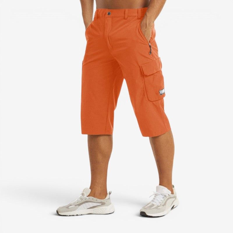 Men's Knee Length High Waisted Shorts with Multiple Pockets