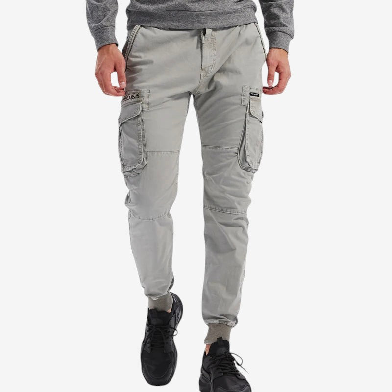 Men's Slim Fit Trousers with Drawstring Waist
