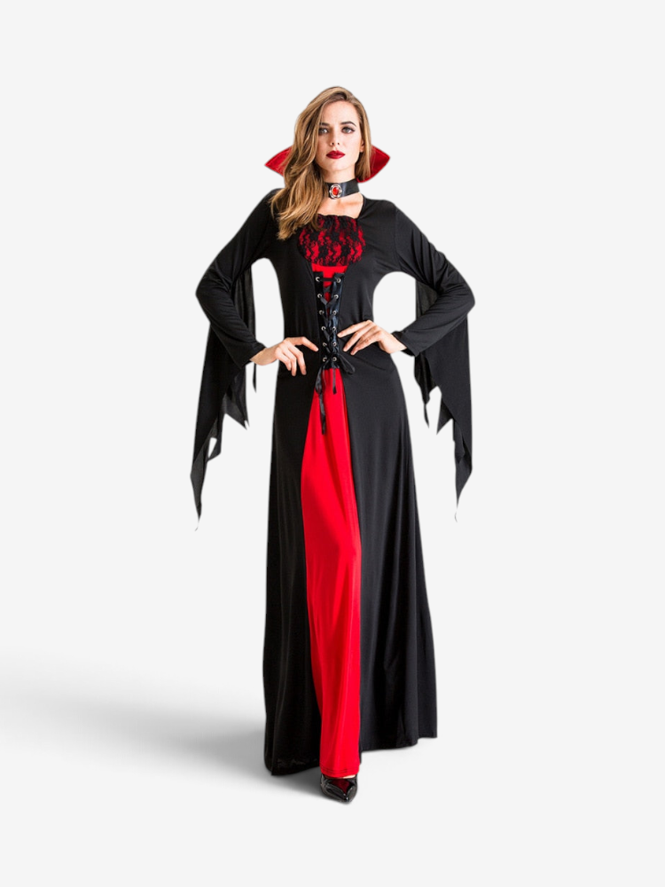 Marry - Gothic Vampire Devil Costume with Lace-Up Detail