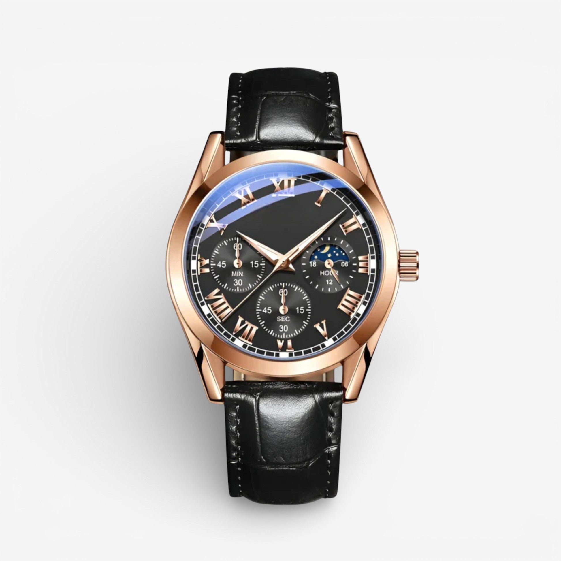 Michael – Round Watch with Adjustable Strap and Chronograph Design