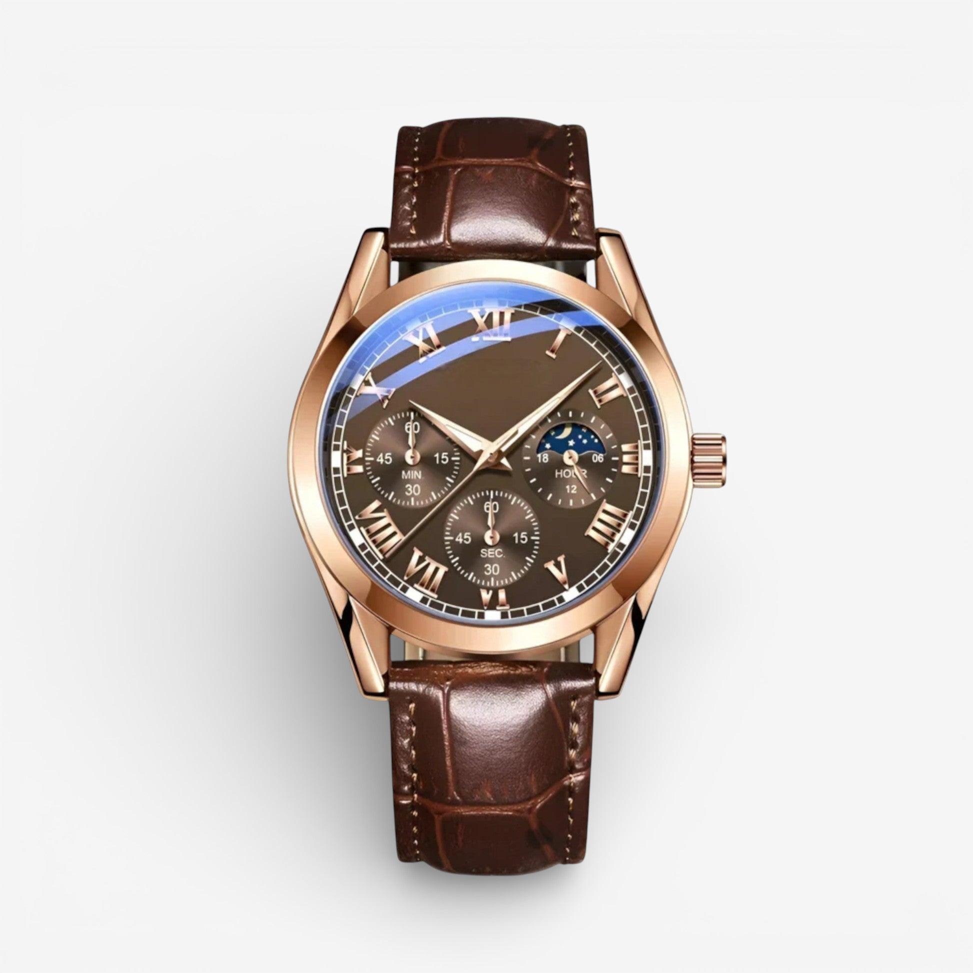 Michael – Round Watch with Adjustable Strap and Chronograph Design
