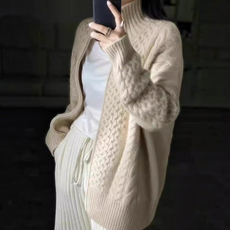 Women's Cozy Long Sleeve Zip Knit Jacket
