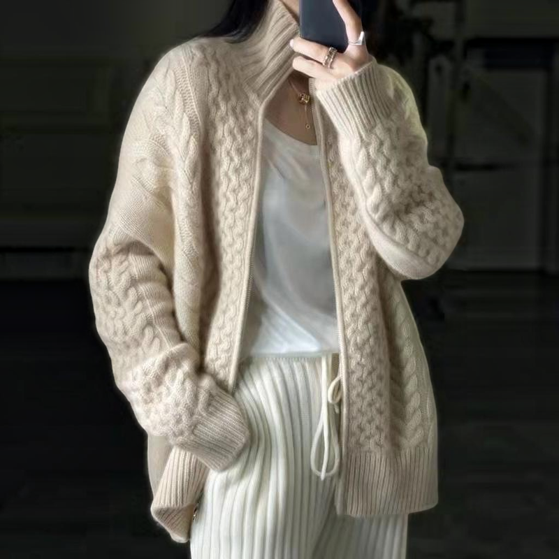 Women's Cozy Long Sleeve Zip Knit Jacket