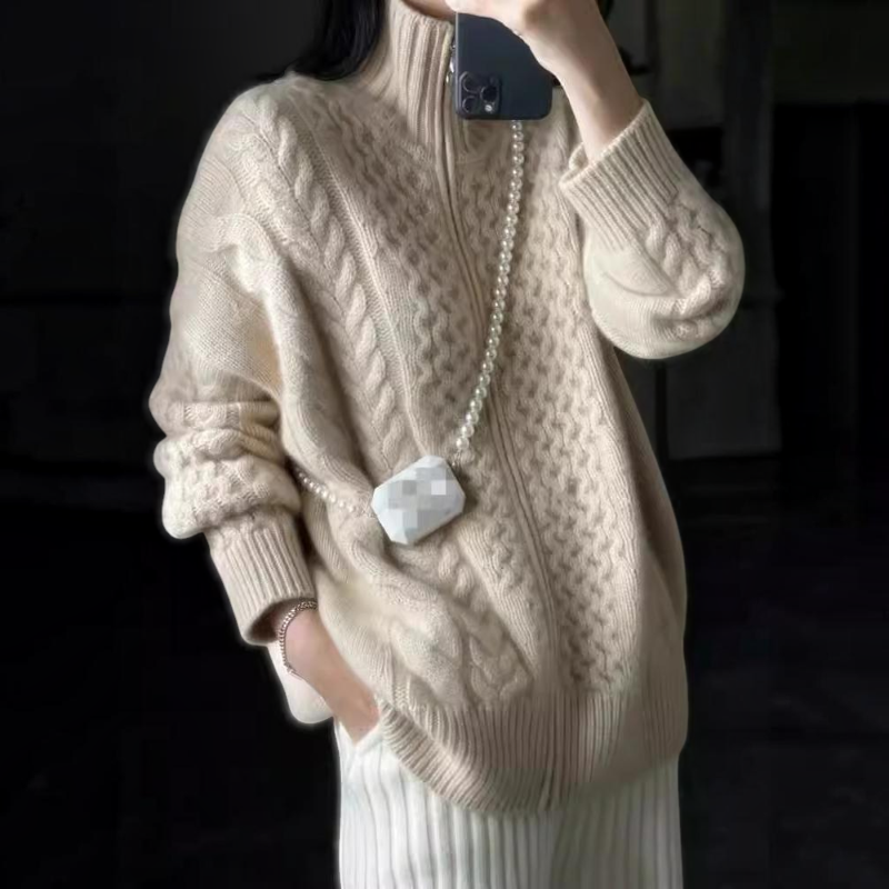 Women's Cozy Long Sleeve Zip Knit Jacket