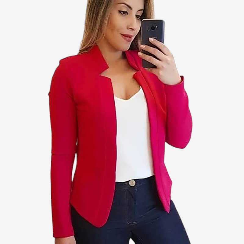 Women’s Stylish Collarless Long Sleeve Blazer