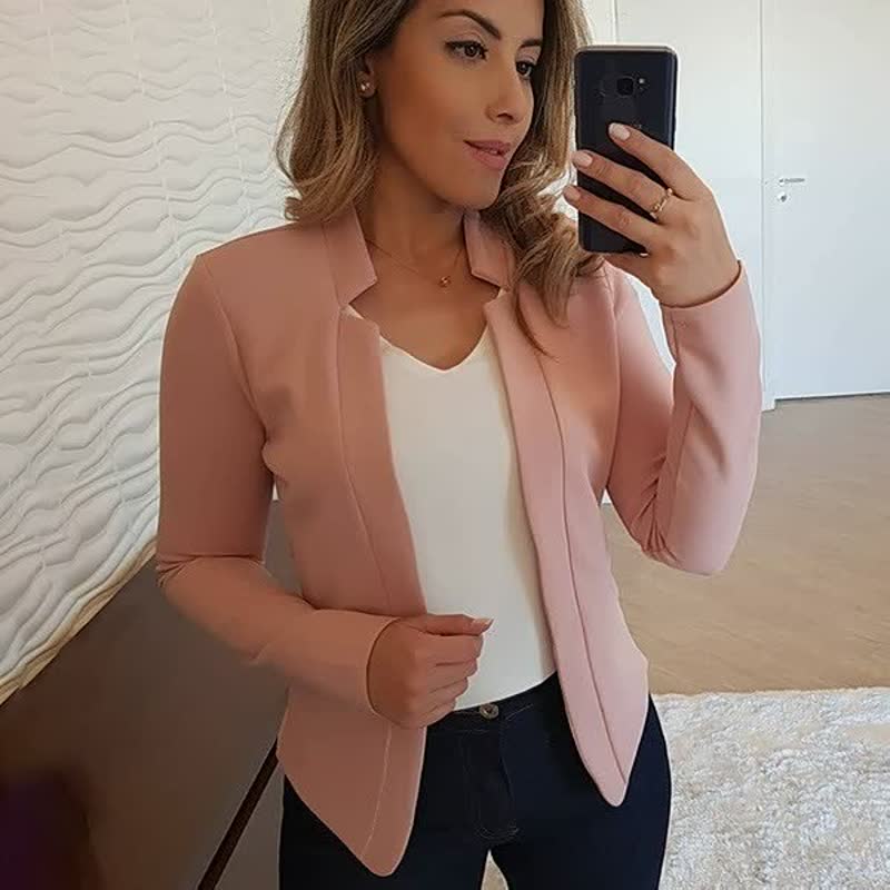 Women’s Stylish Collarless Long Sleeve Blazer