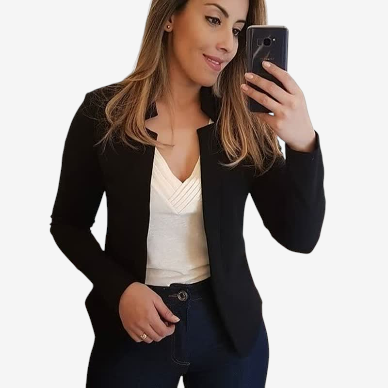 Women’s Stylish Collarless Long Sleeve Blazer