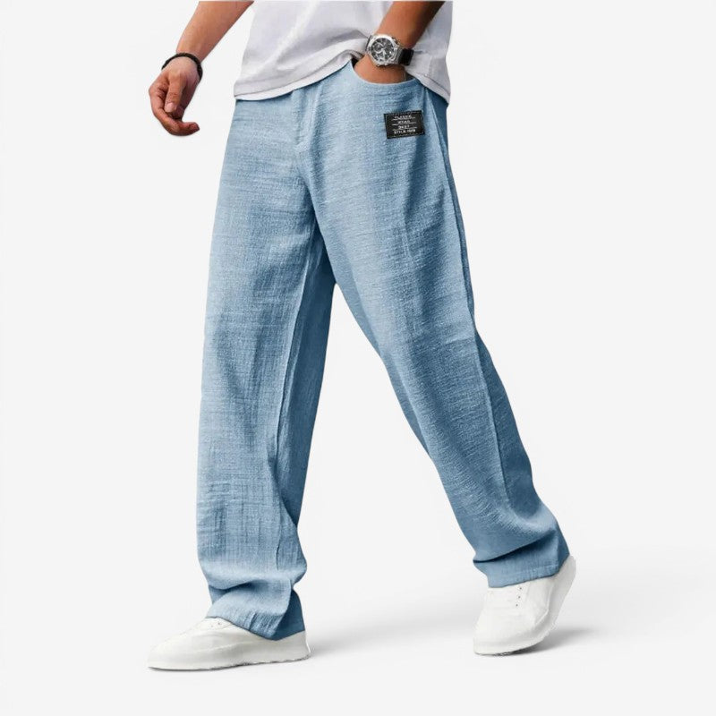 Men's Casual Wide Leg Trousers with Pockets