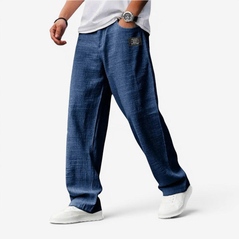 Men's Casual Wide Leg Trousers with Pockets