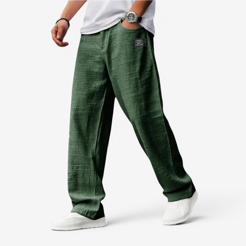 Men's Casual Wide Leg Trousers with Pockets