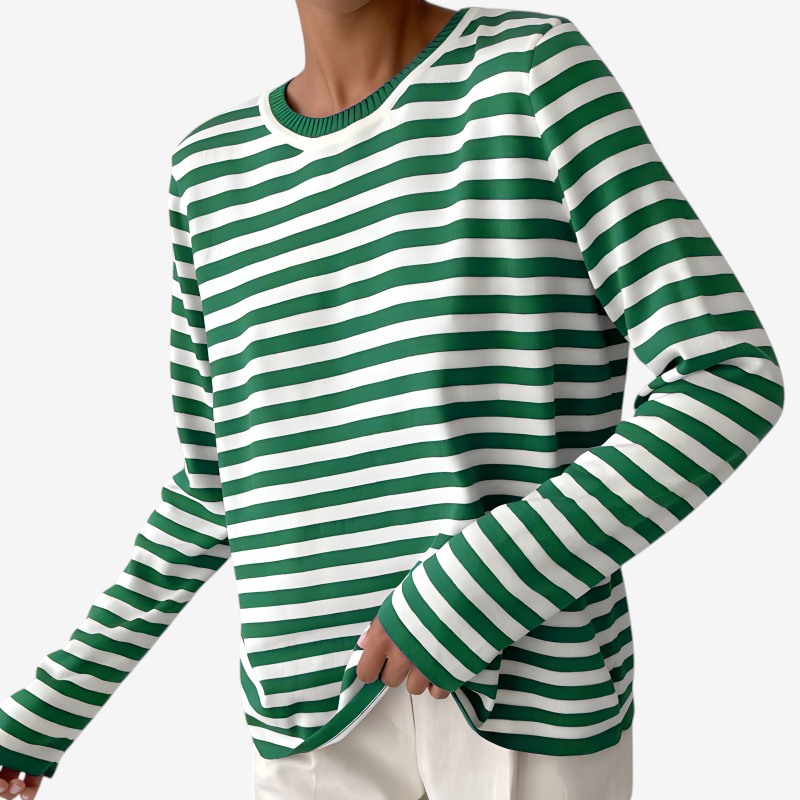 Womens Striped Knit Sweater with Long Sleeves