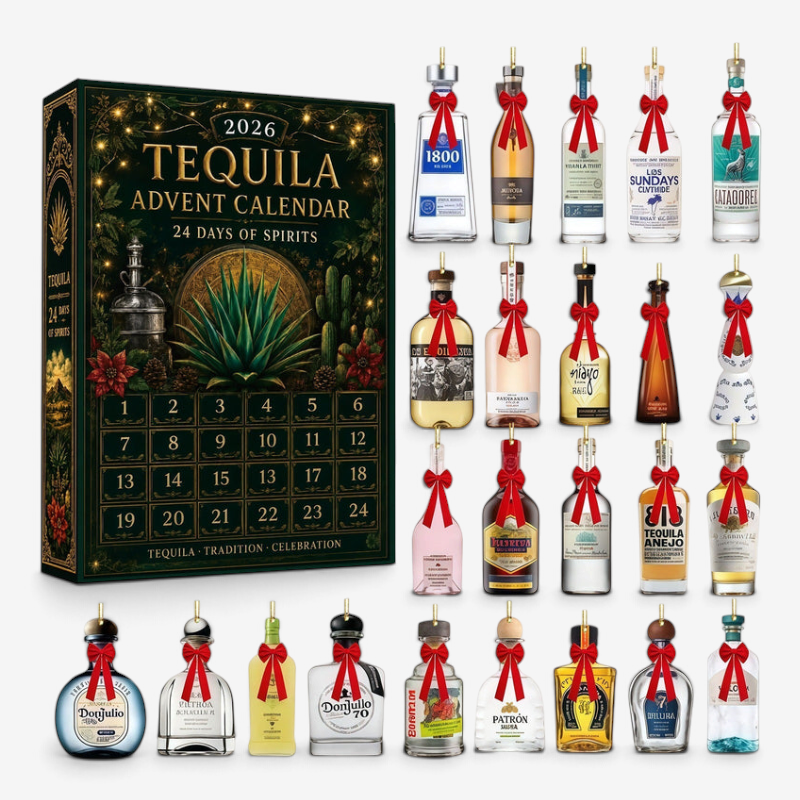 JingleSpirits - Tequila Bottle Advent Calendar with 24 Acrylic Ornaments