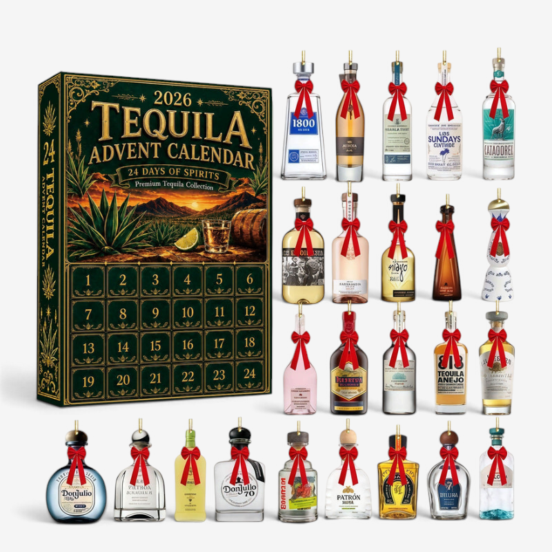 JingleSpirits - Tequila Bottle Advent Calendar with 24 Acrylic Ornaments