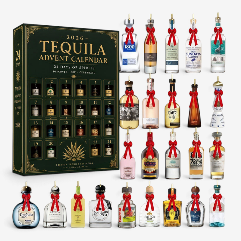 JingleSpirits - Tequila Bottle Advent Calendar with 24 Acrylic Ornaments