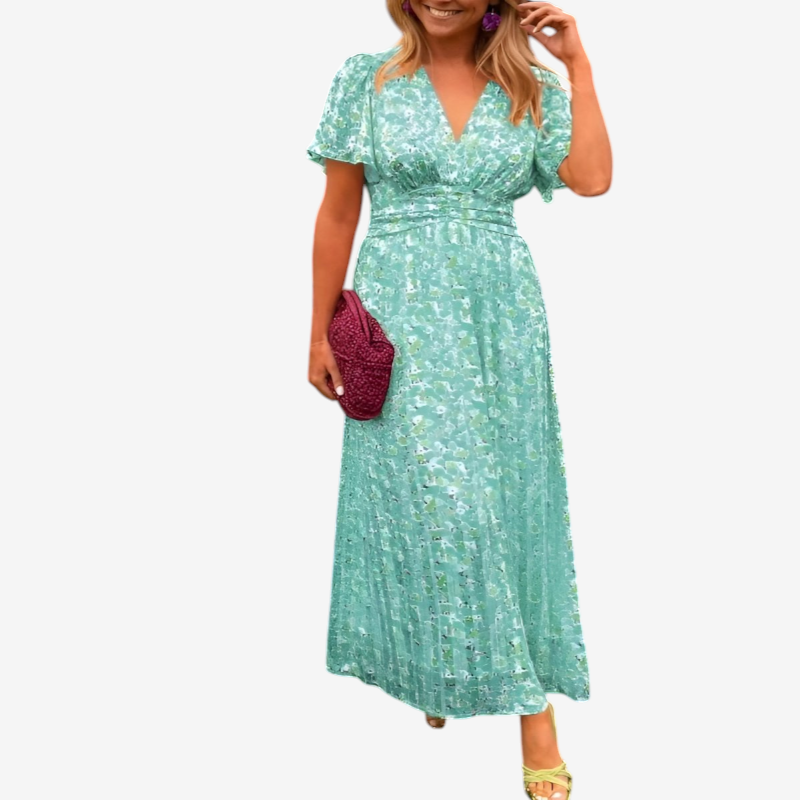 Women's Elegant V-Neck Floral Maxi Dress