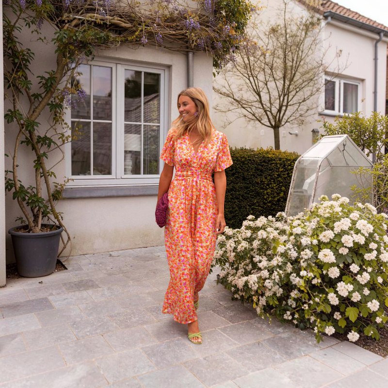 Women's Elegant V-Neck Floral Maxi Dress