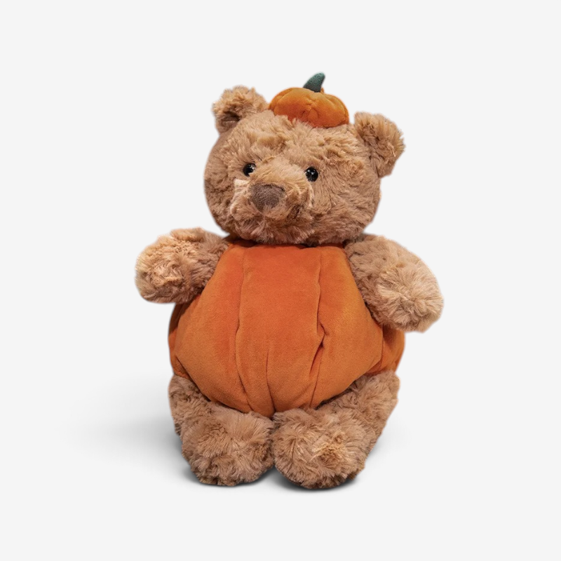 CozyMira - Cheerful Pumpkin Plush Bear for Halloween