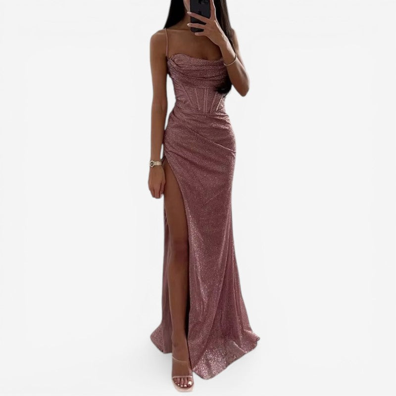 Florence – Long Sleeveless Dress with Side Slit and Thin Straps