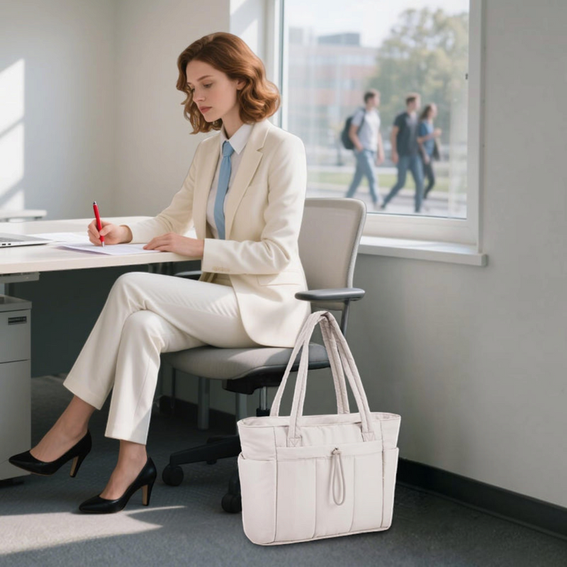 QuiltNomade – Quilted Tote Bag with Padded Laptop Compartment