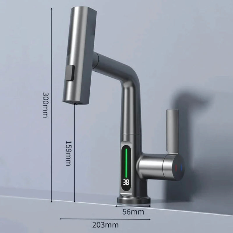 AquaMetric - Kitchen Faucet with Digital Display and Pull-Out Spray