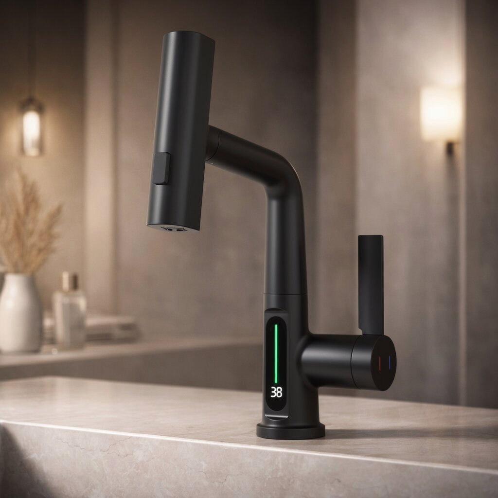 AquaMetric - Kitchen Faucet with Digital Display and Pull-Out Spray