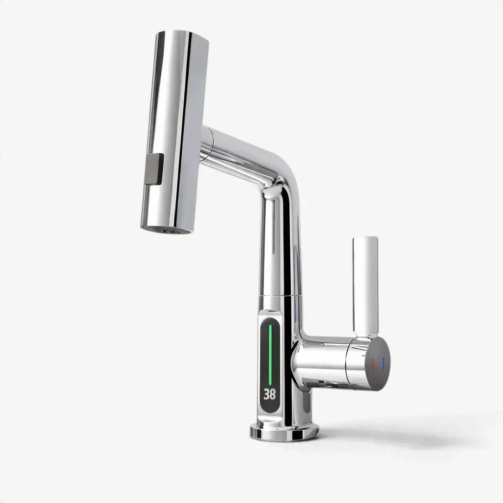AquaMetric - Kitchen Faucet with Digital Display and Pull-Out Spray
