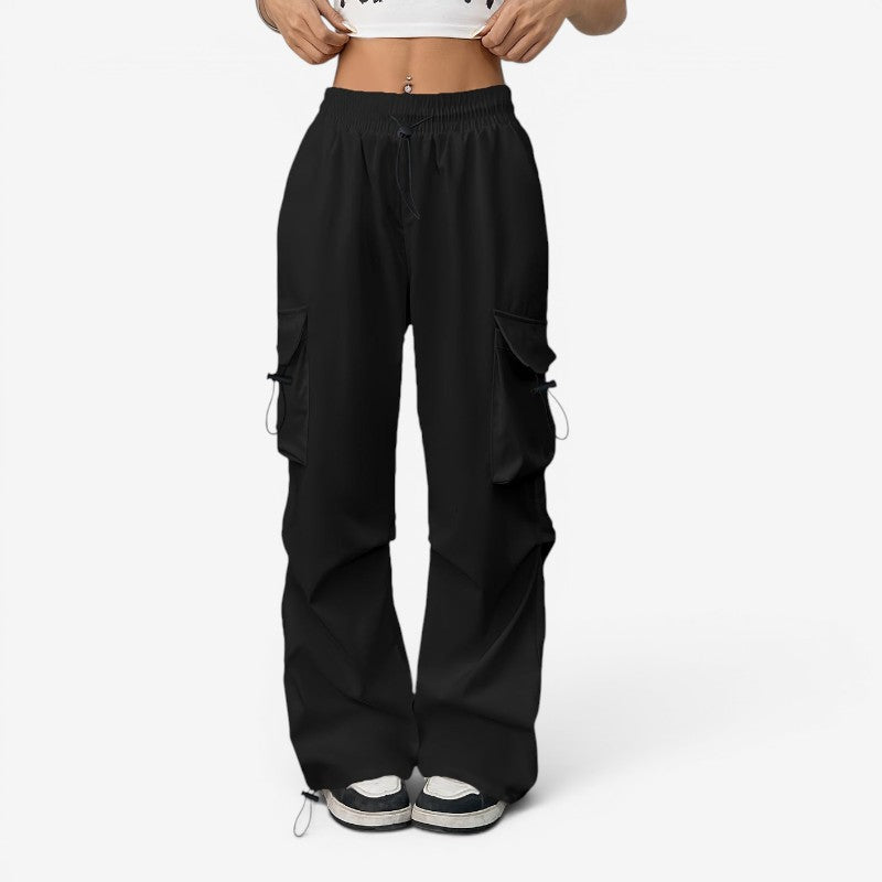 Women's Wide Leg Trousers with Drawstring Waist