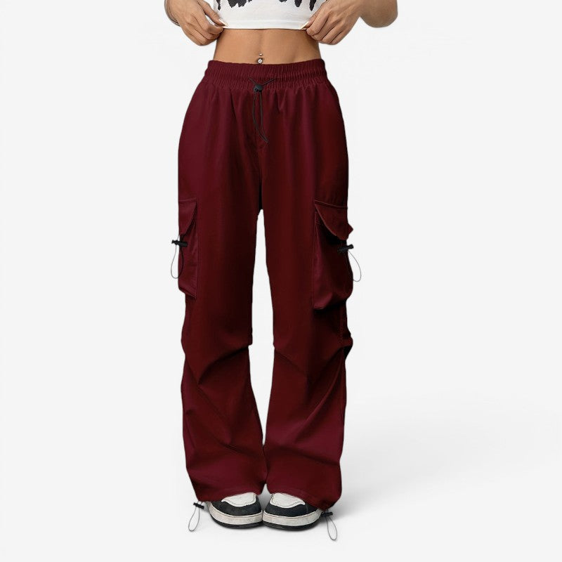 Women's Wide Leg Trousers with Drawstring Waist