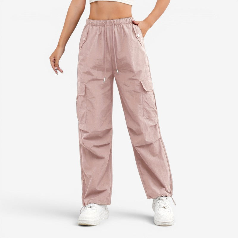 Women's Wide Leg Trousers with Drawstring Waist