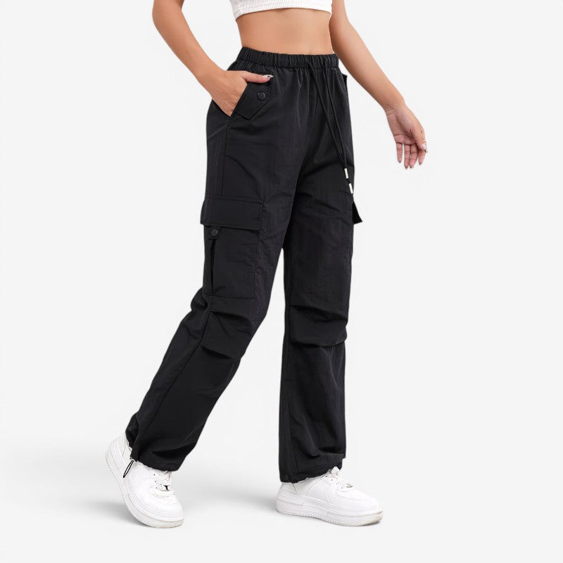 Women's Wide Leg Trousers with Drawstring Waist