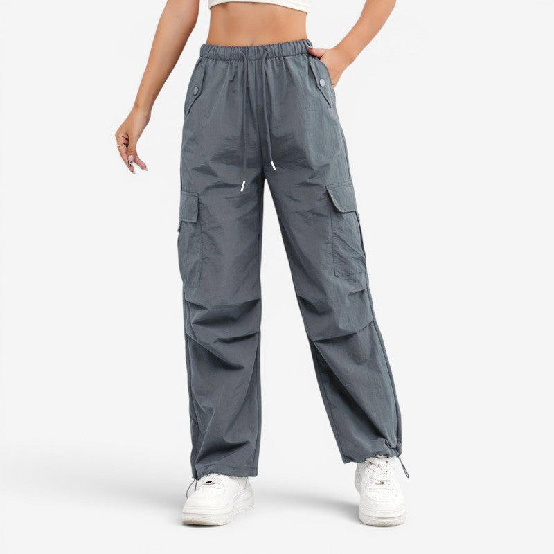 Women's Wide Leg Trousers with Drawstring Waist