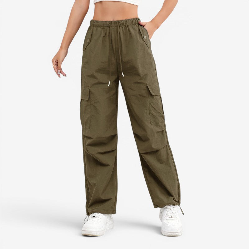 Women's Wide Leg Trousers with Drawstring Waist