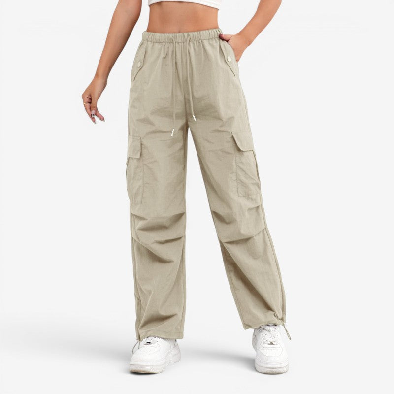 Women's Wide Leg Trousers with Drawstring Waist