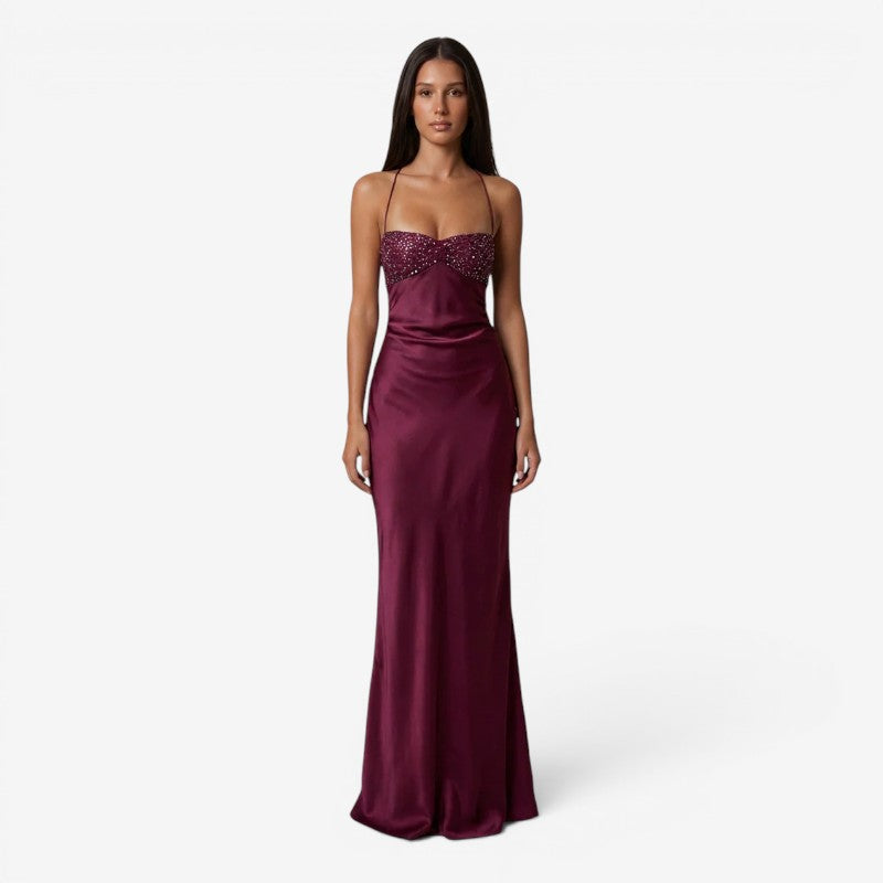 Elegant A-Line Maxi Dress with Spaghetti Straps