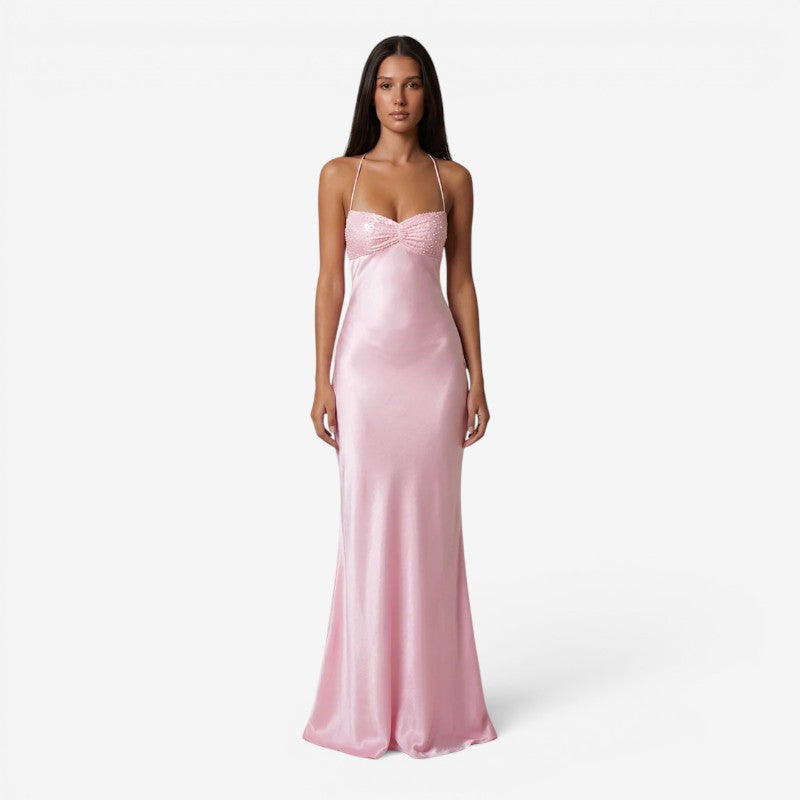 Elegant A-Line Maxi Dress with Spaghetti Straps